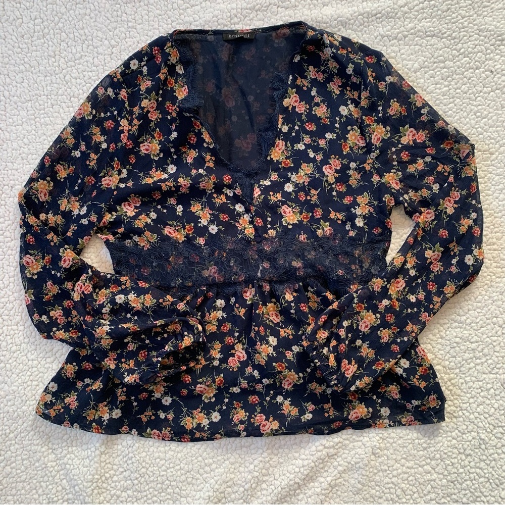 Dynamite Long Sleeved  Floral Blouse